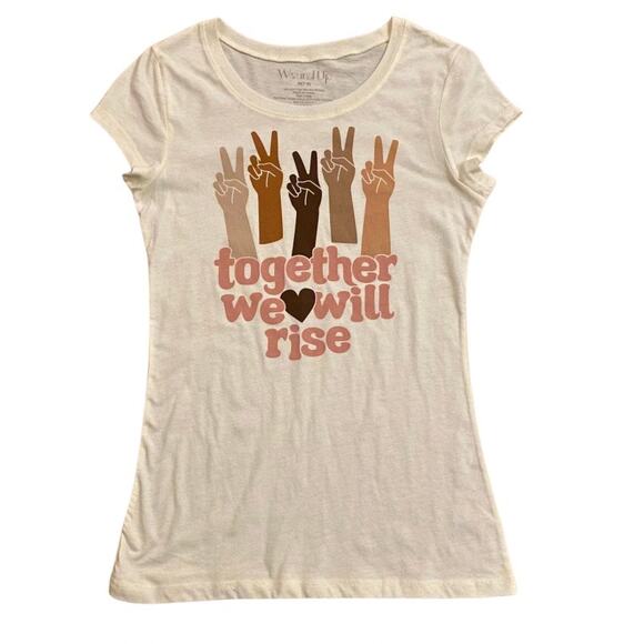 NWT “Together We Will Rise” Peace Sign Graphic Tee (7-9) - Picture 1 of 7